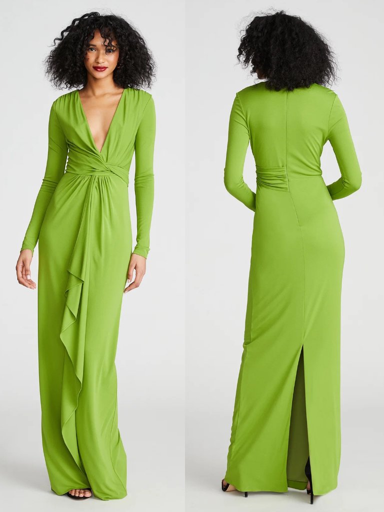 Nwt New Halston Yolanda Jersey Gown Dress In Jungle Size 4